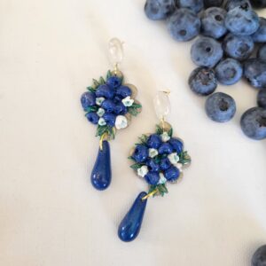 Naušnice"borovnice s cvjetićima"