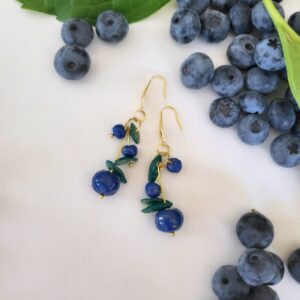 Naušnice"borovnice na zl. iglicama"