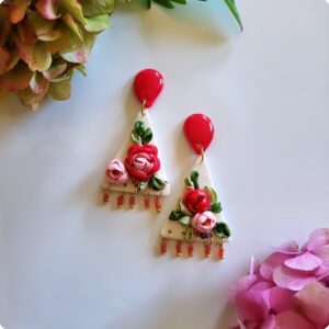 Naušnice "ljetne ruže -s kuglicama"